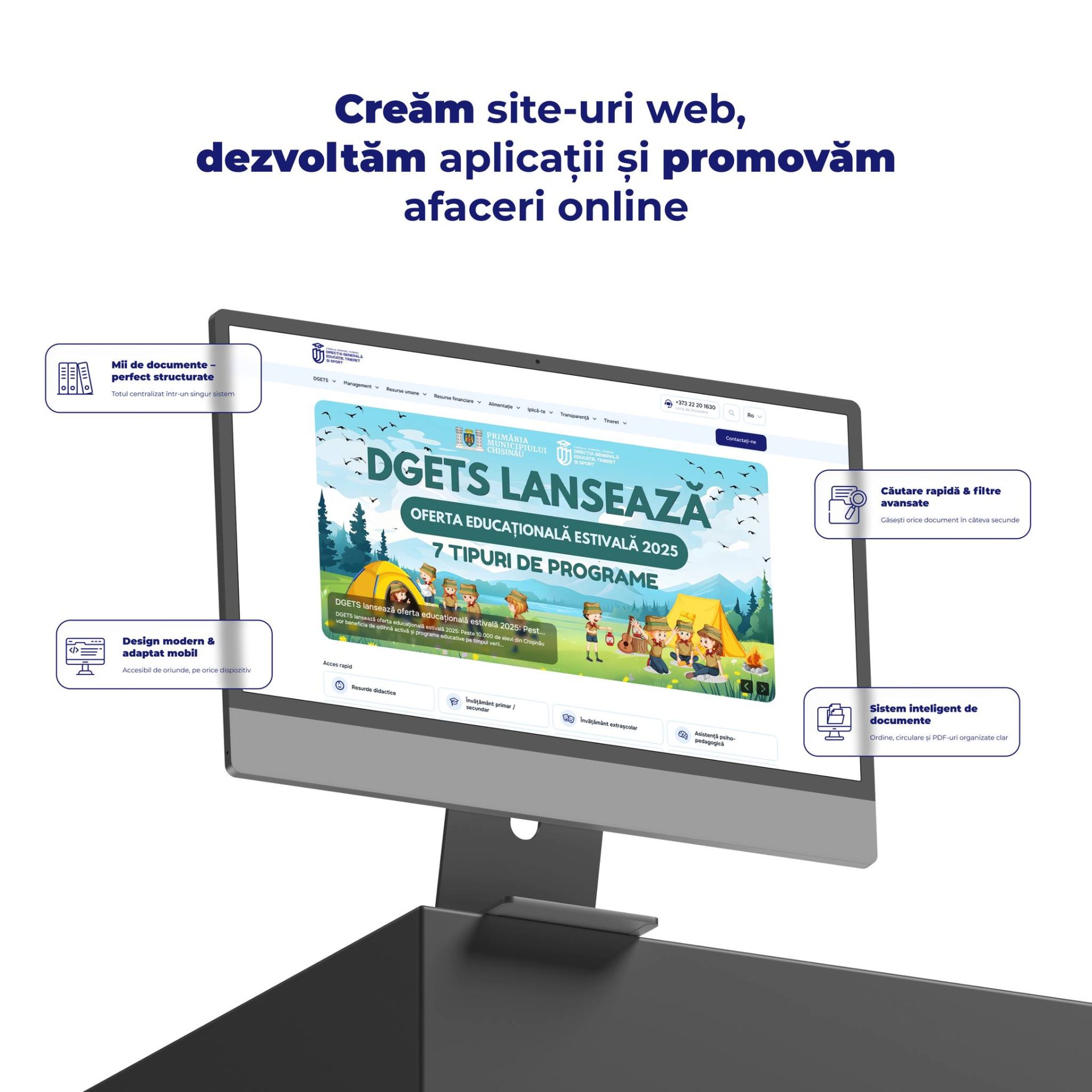 Proiect digitalizare DGETS.md realizat de MakeIT Digital Agency pentru Primăria Chișinău.