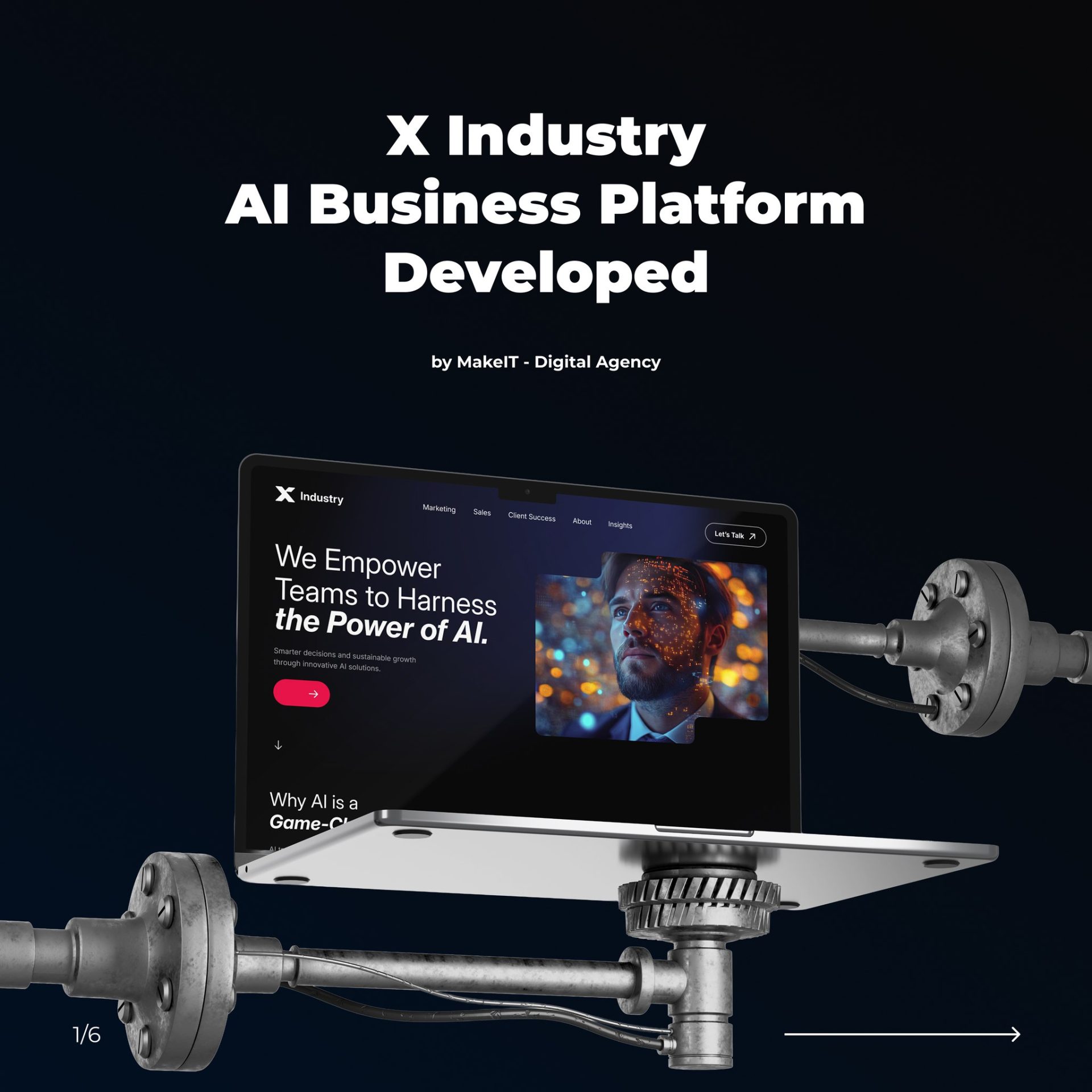 Platformă de business AI X Industry dezvoltată de MakeIT Digital Agency.