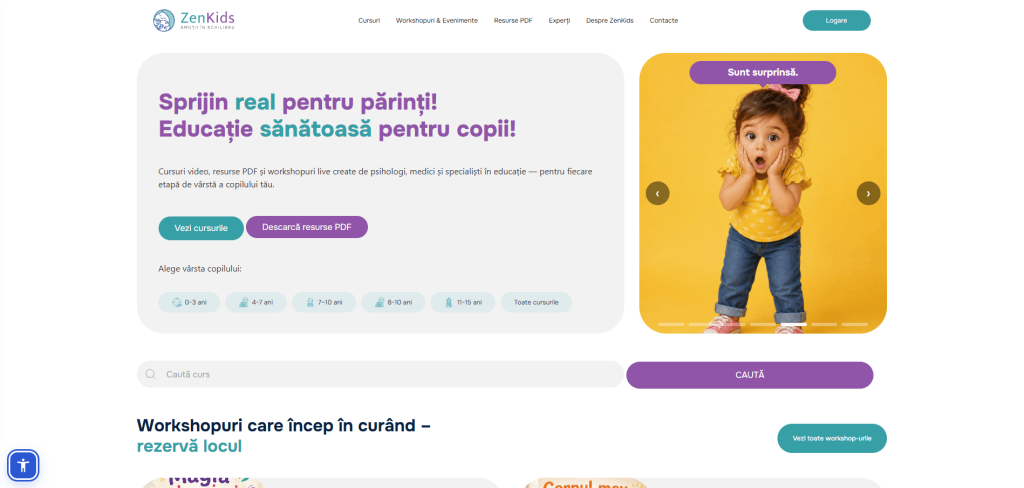Diagramă cu 9 pași explicativi despre Cum funcționează iCursuri: de la Consultare Inițială, Planificare, Creare Conținut, Producție Multimedia, Setare Platformă, până la Lansare și Mentenanță.